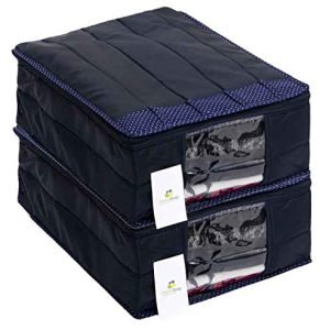 UPAN Quilted Parachute Trouser & Pant Covers | Durable & Water-Resistant | Set of 2 Wardrobe Organizers | Elegant Blue Color