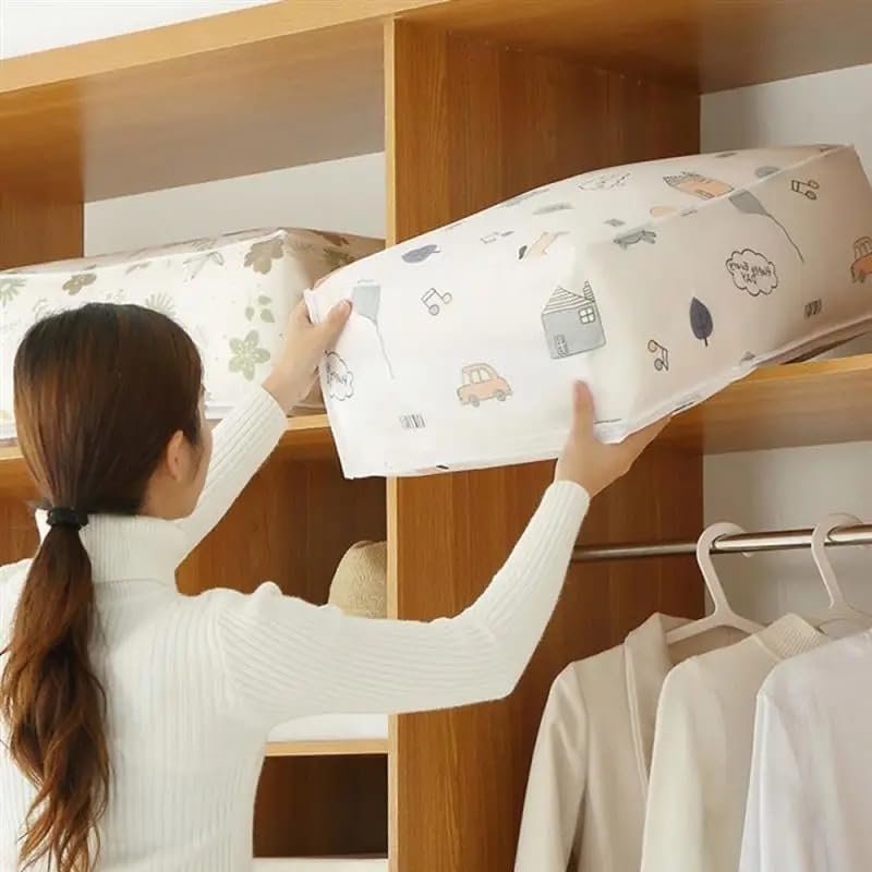 upan Blanket Clothes Storage Bag, Large Storage Saree Covers with Zip, Cloth Organizer Storage Box for Store Woman Dresses, Lehengas, Blankets for Wardrobe, Under Bed Storage Organizer (PACK OF 1) - Image 6