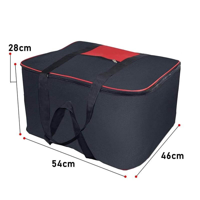 upan Moisture Proof Nylon Rectangular Big Underbed Cloth Storage Bag Foldable Blanket Cover with Handles (Black Mix Red, Pack of 3) - Image 5
