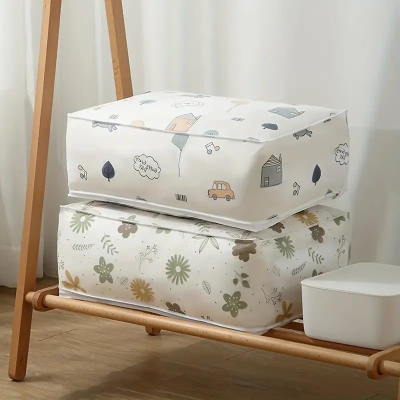 upan Blanket Clothes Storage Bag, Large Storage Saree Covers with Zip, Cloth Organizer Storage Box for Store Woman Dresses, Lehengas, Blankets for Wardrobe, Under Bed Storage Organizer (PACK OF 1) - Image 3