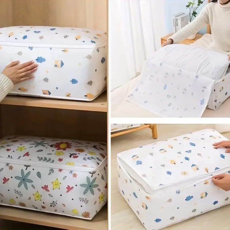 upan Blanket Clothes Storage Bag, Large Storage Saree Covers with Zip, Cloth Organizer Storage Box for Store Woman Dresses, Lehengas, Blankets for Wardrobe, Under Bed Storage Organizer (PACK OF 1) - Image 4