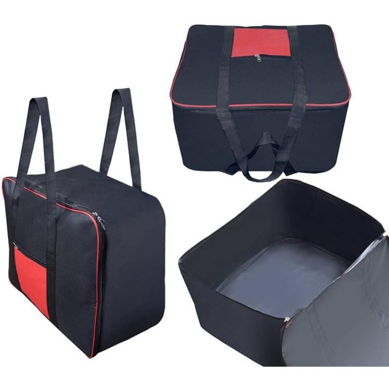 upan Moisture Proof Nylon Rectangular Big Underbed Cloth Storage Bag Foldable Blanket Cover with Handles (Black Mix Red, Pack of 3) - Image 2