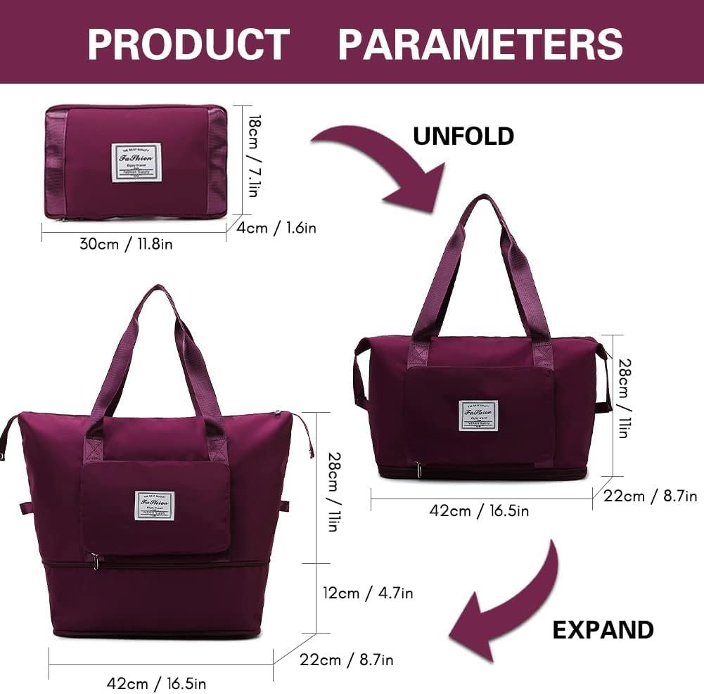 Upan Foldable Duffle Bag for Travelling |Waterproof and Large Travel Bag for Women Luggage | Expandable & Multipurpose Large Capacity Weekender Carry Bag for Women Travel (Multi Colour) - Image 2