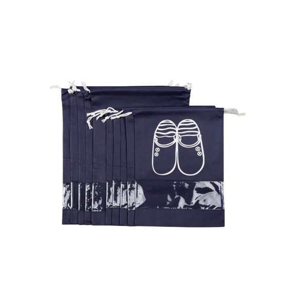 Travel Shoe Bags for Women with Clear View Window Drawstring 3 PCS (Navy)