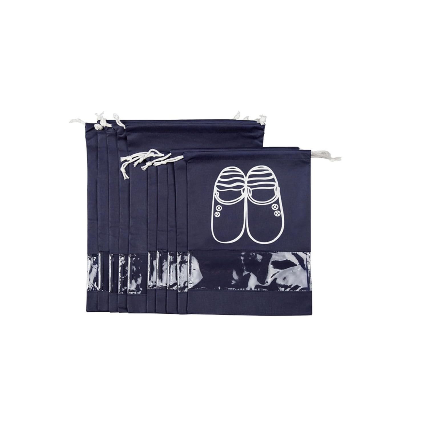 Travel Shoe Bags for Women with Clear View Window Drawstring 3 PCS (Navy)
