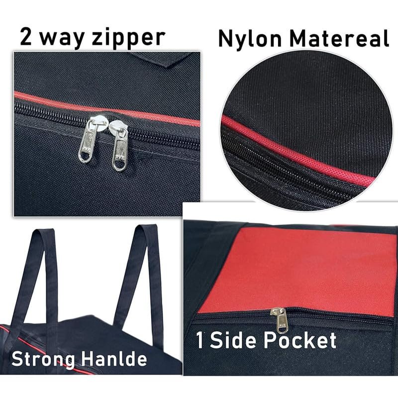 upan Moisture Proof Nylon Rectangular Big Underbed Cloth Storage Bag Foldable Blanket Cover with Handles (Black Mix Red, Pack of 3) - Image 3