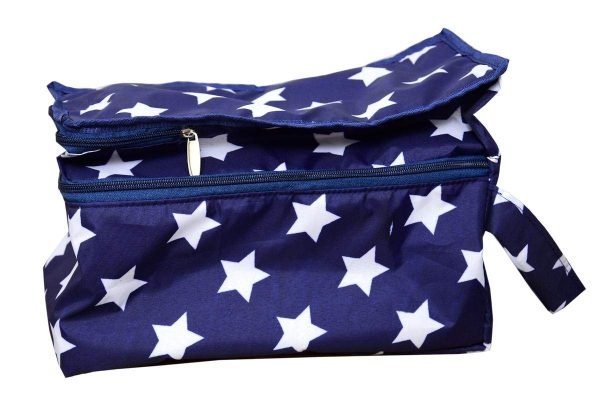 upan Shoe Pouch 2 Pocket Navy Blue with White Star (pack of 2)
