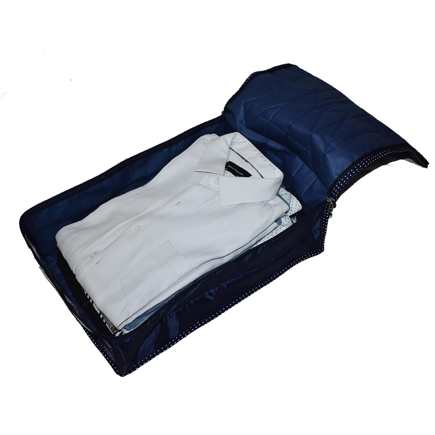 UPAN Premium Parachute Shirt Covers | Durable Metallic Zippers | Pack of 3 Wardrobe Organizers for Shirts, Blazers & Formal Wear | Stylish Navy Blue Color - Image 2