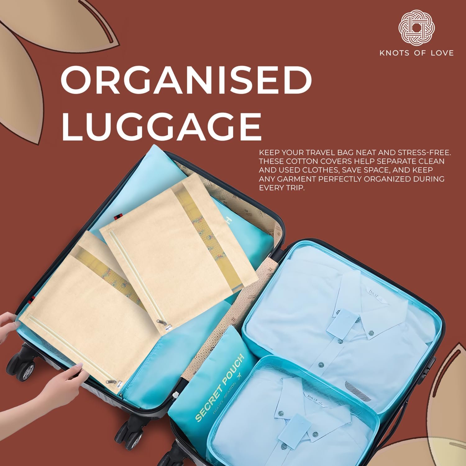 upan Cotton Saree Bags/Covers For Storage Big Size Single (Set of 6) (16 X 14 Inches) With Zip Closure For Clothes Bags And Wardrobeupan Organizer With Transparent Mesh Window, Beige - Image 7