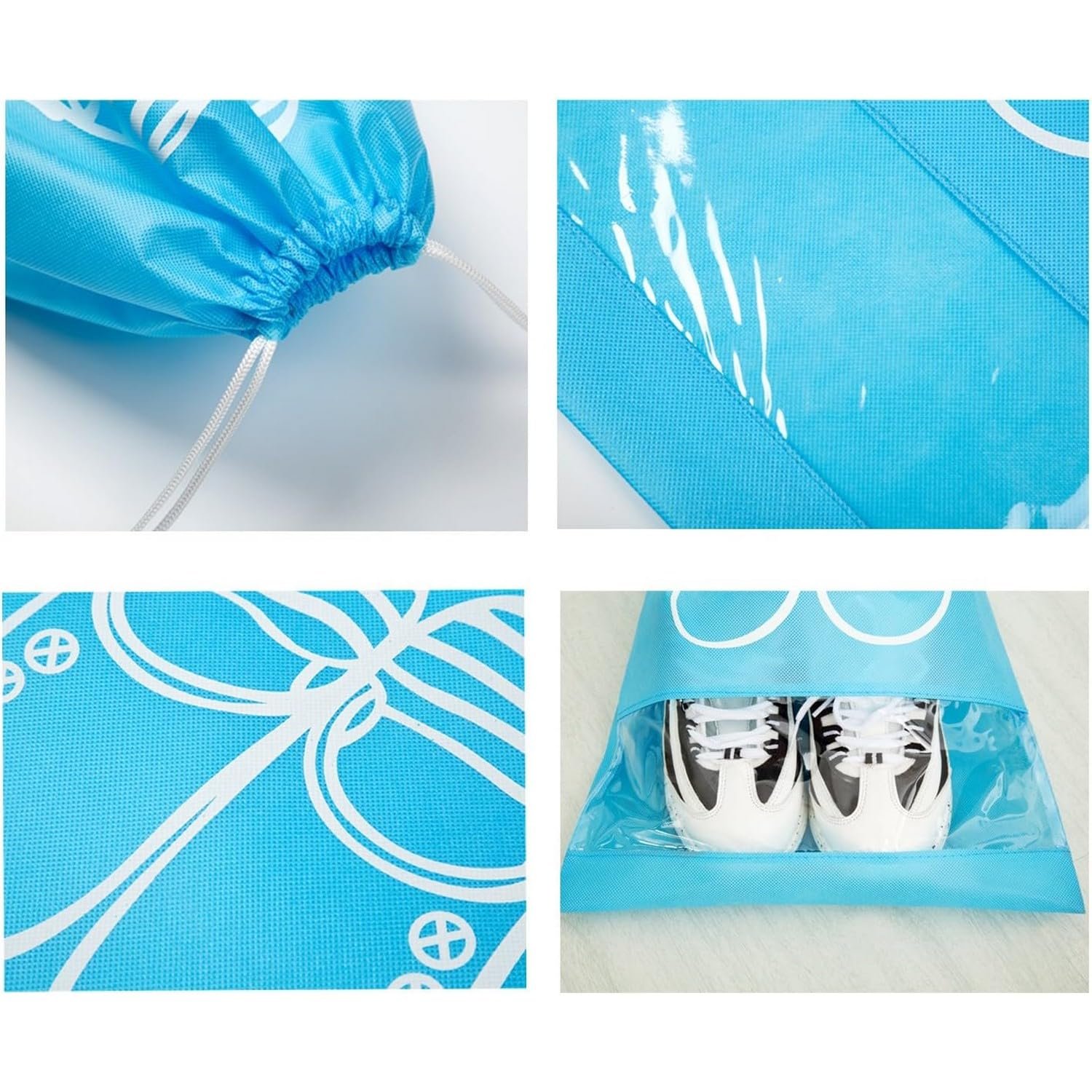 Travel Shoe Bags for Women with Clear View Window Drawstring 3 PCS (Navy) - Image 4